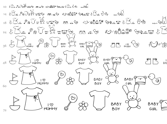 MTF Itty Bitty Baby font waterfall
